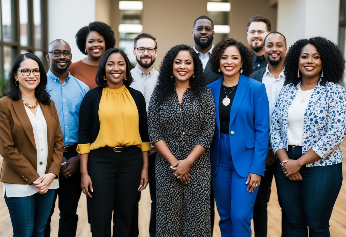 A diverse group of people from marginalized communities standing together, representing equity and authentic representation in media and leadership